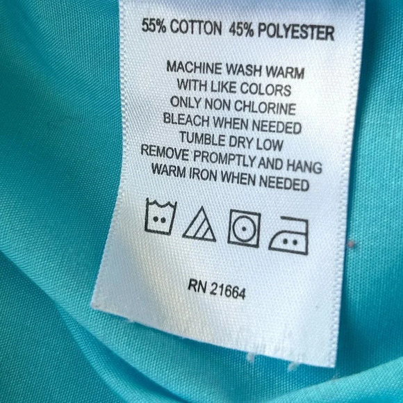 Foxcroft blue non iron side button tunic long sleeve Size 14P - Picture 6 of 7